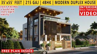 35' x 55' FEET HOUSE PLAN | 4BHK BUNGALOW  | 215 GAJ | 1925 SQUARE FEET HOUSE PLAN | DUPLEX DESIGN