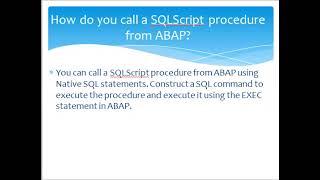 How do you call a SQL script procedure from ABAP?