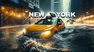 NYC 4K Heavy Thunderstorm Ambience Umbrella Rain Sounds for Sleeping Relaxing Rain Sounds at Night