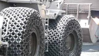 pewag tire/tyre protection chains in hot slag operation