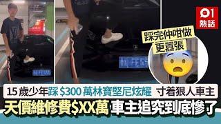 15歲少年踩$300萬林寶堅尼炫耀　維修費$XX萬　寸着狠人車主慘了｜01熱話｜內地｜山東｜挑釁｜林寶堅尼｜炫耀