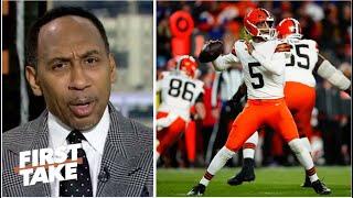 FIRST TAKE | Stephen A. reacts to James Winston historic 497-yds but INT cost Browns loss to Broncos