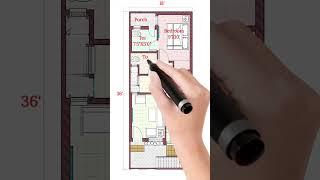 18'X36' Sqft Floor Plan ️  #shortvideo #trending #youtubeshorts #viral #architecture #floorplan