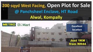 Open plot for Sale in Panchsheel Enclave Alwal | 200 sqyd West Facing | Suchitra Kompally