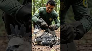 Man Risks His Life to Save Trapped Harpy Eagle Family#shorts