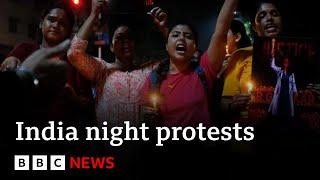 Indian women lead night protests after doctor's rape and murder | BBC News