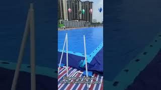 Above ground PVC swimming pool with steel frame