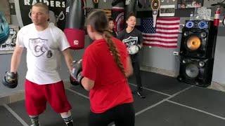 Jackie Garcia hits the mitts