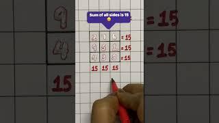 Magic Square 3x3 sum 15 #shorts #mathshorts #puzzle #ytshorts #maths