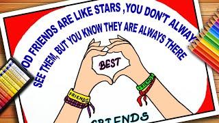 International Friendship Day Drawing | Friendship Day Drawing | Best Friends Drawing | Crafts A2Z