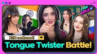 Tongue Twister challenge by K-pop idols (Hindi & Russian) l X:IN X FANTALK2