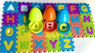 Learn ABC With Surprise Eggs | ABC Surprise egg Hunt | alphabet playmat letter search from A to Z