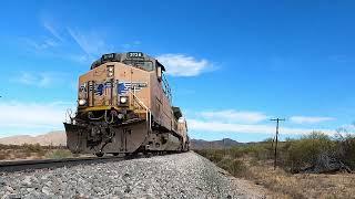 GoPro Angle -- Union Pacific 5728 With 77-Car Manifest Freight -- December 1st, 2024