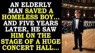 An elderly man saved a homeless boy... And five years later, he saw him on the stage...