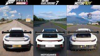 Forza Horizon 5 vs Gran Turismo 7 vs The Crew Motorfest - Porsche 911 GT3 RS (992) Sound Comparison