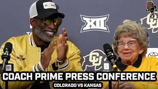 Coach Prime Press Conference Colorado with Miss Peggy