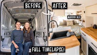 WE CONVERTED OUR VAN INTO A BEAUTIFUL DIY TINY HOME (full timelapse start to finish!!)