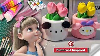 DIY Cute🪴 Flower Vase FROM || *Pinterest Inspired* || Super clay craft ideas