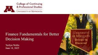 U of M Webinar | Finance Fundamentals for Better Decision-Making