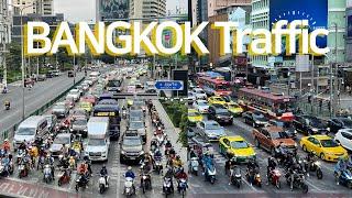 Bangkok Traffic. Rush Hour video for Sleeping. ASMR l Bangkok Thailand 3-9 Travel Vlog, No talking