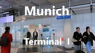 Airport Munich Terminal 1: Walking through area for rent a car / travel center 慕尼黑机场一号候机楼旅客服务中心和租车柜台