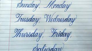 Cursive-Calligraphy handwriting | sunday, Monday learn cursive-Calligraphy | RUA sign writing