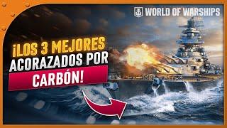 ¡TOP 3 ACORAZADOS PREMIUM por CARBÓN en WORLD OF WARSHIPS!