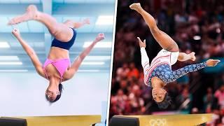 Trying Simone Biles Hardest Gymnastics Skills!