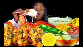 SEAFOOD BOIL MUKBANG| LOBSTER TAIL MUKBANG| SEAFOOD ALFREDO | CHEESE SAUCE MUKBANG