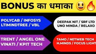 BONUS का धमाका  | POLYCAB | INFOSYS | VBL | LTIMINDTREE | TRENT | KPIT | DEEPAK NITRITE | RELAXO