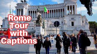 Rome, Italy Walking Tour  With Captions, 4K/60fps