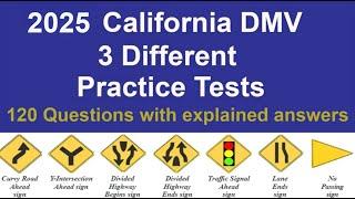 California DMV Written Test 2024 (120 Questions with Explained Answers) - 3 different tests