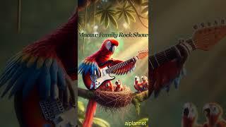 Macaw Family Rock Show: Guitar-Playing Star Stuns the Crowd! | AIPlannet