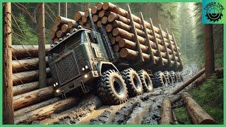 Extreme Dangerous Huge Wood Logging Truck Driving Skill | Amazing Heavy Equipment Operator Truck #2