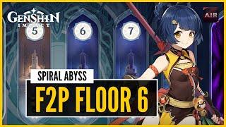 Genshin Impact - Spiral Abyss - Floor 6 - With 4 Built Heroes【F2P With No 5 Stars】