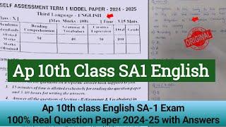 10th class English Sa1 real question paper and answers 2024-25|Ap 10th Sa1 English answer key 2024