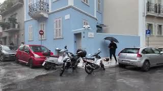 Plaka rain walk in Athens, Greece