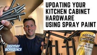 How to easily update your kitchen cabinet hardware for under $20. Spray paint your kitchen hardware.