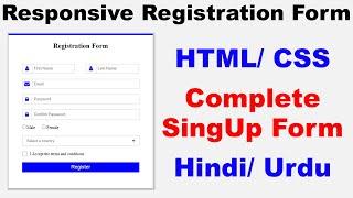 How to Create a Responsive Registration Form Using HTML & CSS | SignUp form using HTML & CSS