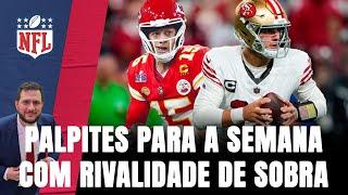 PALPITES para a Semana 7 de 49ERS x CHIEFS e muita rivalidade; BRONCOS vencem os SAINTS no NFL