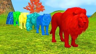 Long Slide Game With Elephant Gorilla Buffalo Hippopotamus Tiger - 3d Animal Game - Funny 3d Animals