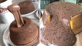 Most Satisfying Chocolate Cake With Milk Cream | So Yummy Cake Decorating Recipes | Tasty Cake