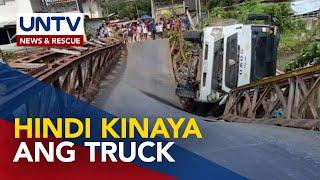 Steel bridge sa Davao City, gumuho nang tumawid ang isang truck ng buhangin