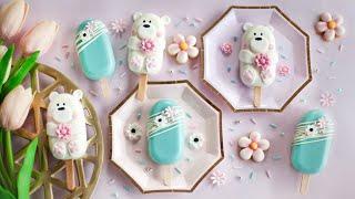 How to make CUTE BEAR & PRETTY BLUE CAKESICLES