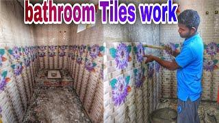 #TeluguTilesWorkBablu bathroom wall tiles work full installation...