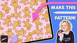 Easy Autumn Gingerbread Pattern in Procreate | Kawaii Gingerbread Men + Free Stamp Motifs