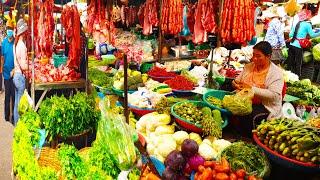 Chbar Ampov market, best cambodian food market tour - fish, chicken, vegetables, fruits & more