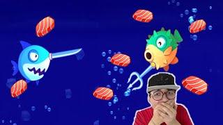 TENTE NÃO VIRAR SUSHI NA BATALHA DOS PEIXES NO FUNDO DO MAR!! - Fish.io (jogos de celular)