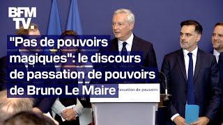 Le discours de passation de pouvoir de Bruno Le Maire en intégralité