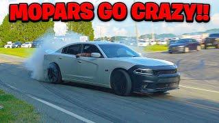 MOPARS GO INSANE LEAVING THE BIGGEST LEGAL PIT CAR SHOW IN NC!!  (Burnouts, Drifts, Flybys etc)